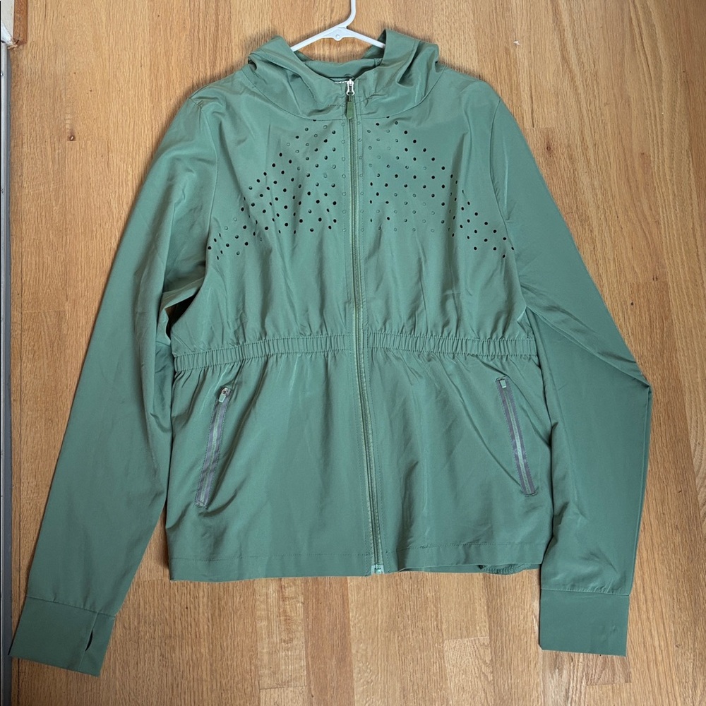 Cali Sport Green Zip-Up Jacket with Perforated Design XL